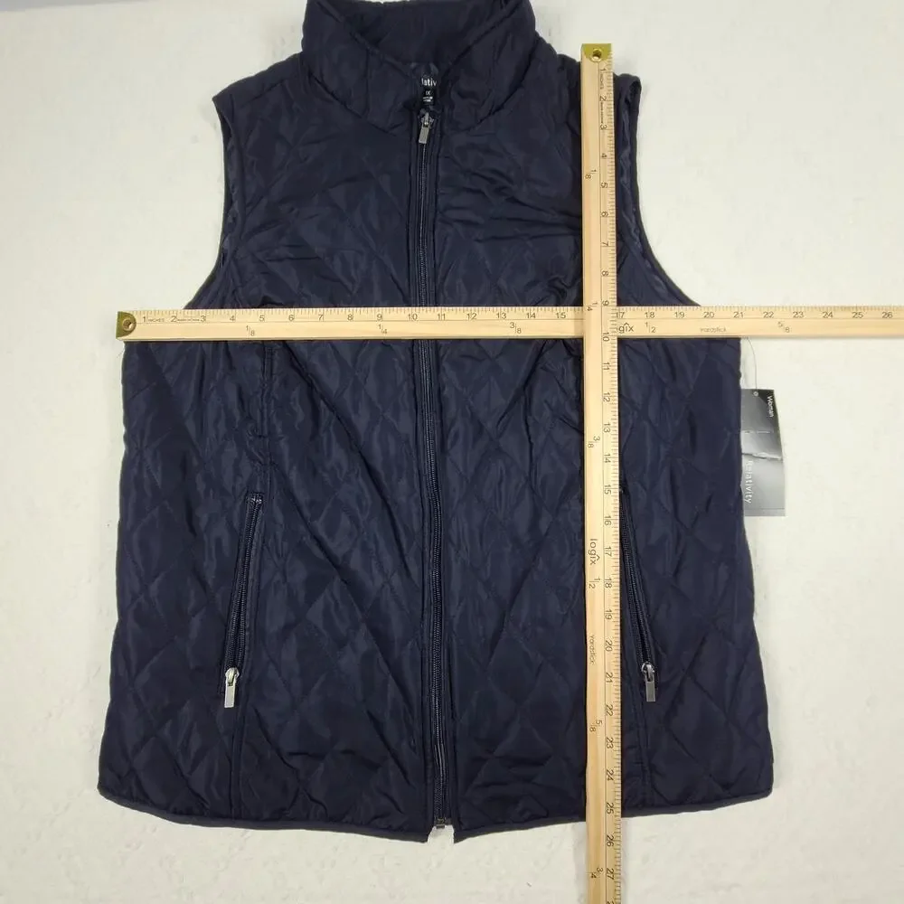 Relativity women's blue quilted zipper vest NWT Size 1X gorpcore cozycore